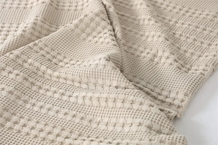 Waffel karierte Baumwoll-Sofa-Einwurf decke, Luft zustand Sommer-Quilt-Decken für Betten, weiches Heim bettdecke, solide Tages decke – Detail 8