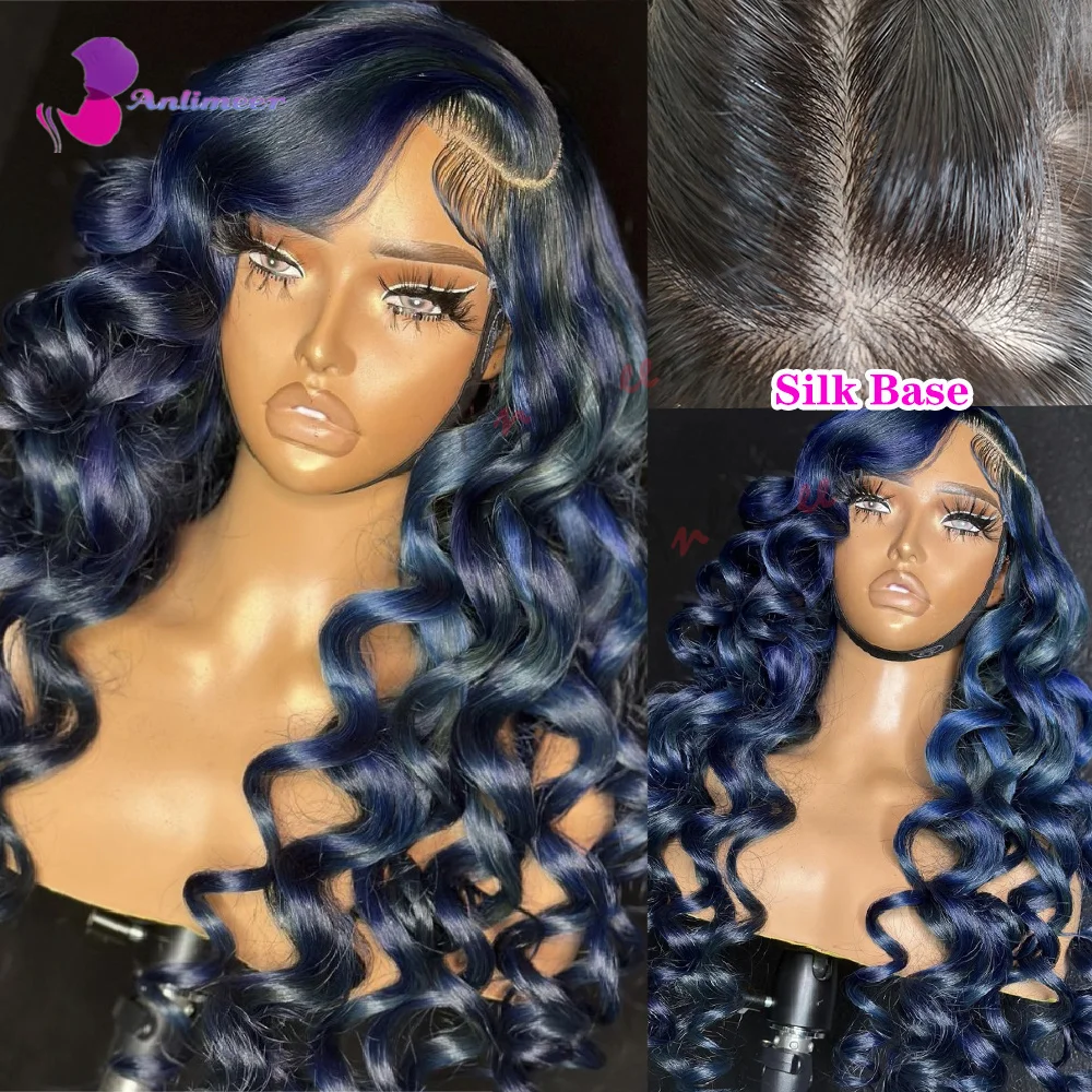 

Dark Blue Wig Full Lace Wigs Human Hair 360 Blue Human Hair Lace Front Wigs Loose 13x6 Deep Wave Lace Front Wigs Human Hair