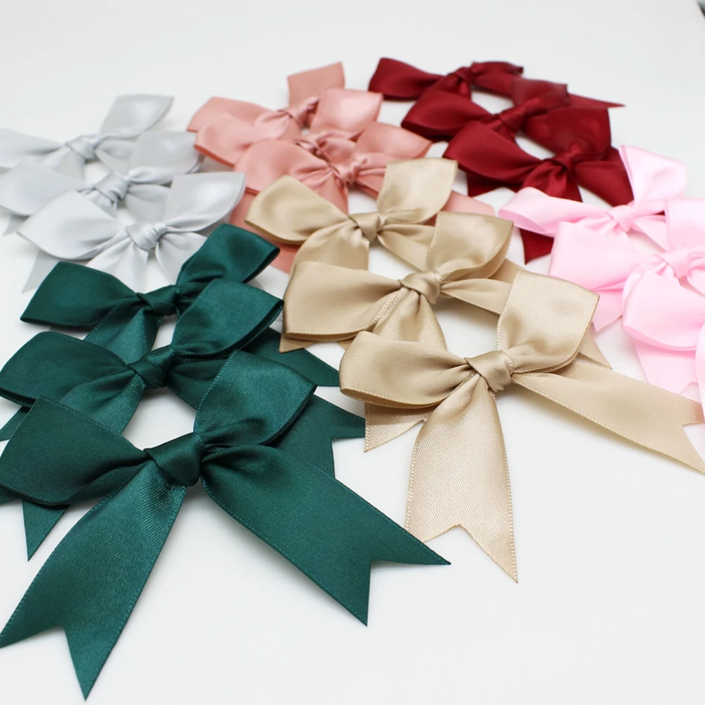 20/50 Uds. Cinta de raso de 85x85mm, lazos rosas, decoración, lazos de regalo para manualidades, lazo de flores para boda, decoración DIY de cumpleaños