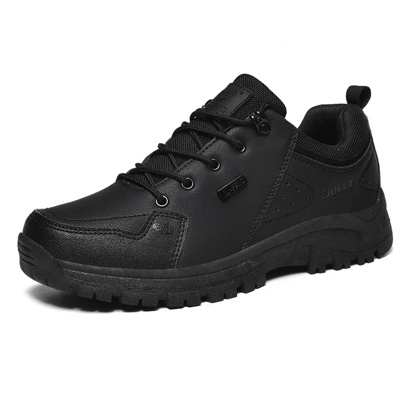 Zapatos informales para deportes al aire libre de Color negro para hombre y mujer, calzado de piel cálido para invierno, calzado cómodo para caminar, zapatillas clásicas para hombre de talla grande