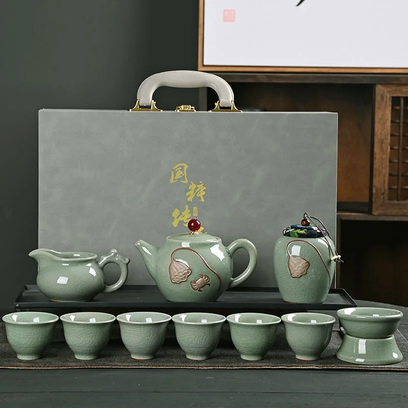 Geyao Tea Set For Home Use High End Office Chinese Style Ceramic Teapot Teacups Practical Mid Autumn And National Day Gift