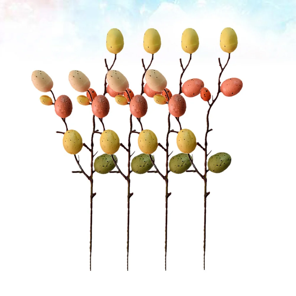 

4Pcs Simulation Branches Easter Egg Decorations Vase Ornaments Decor Home Outdoor Easter Egg Decorations