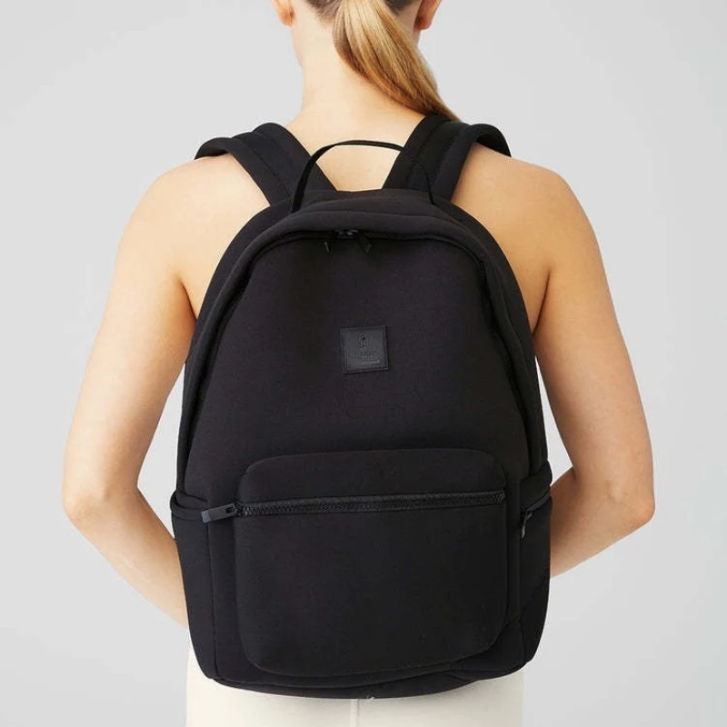 Mochila impermeable de goma de cloropreno mate, bolsa de fitness negra, bolsa de viaje de tela para madre, yoga del mismo estilo