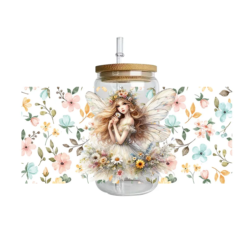 Butterfly Fairy series Easy peel waterproof DIY Decals 3D transfers uvdtf crystal stickers 16oz uv dtf cup wraps for Glass