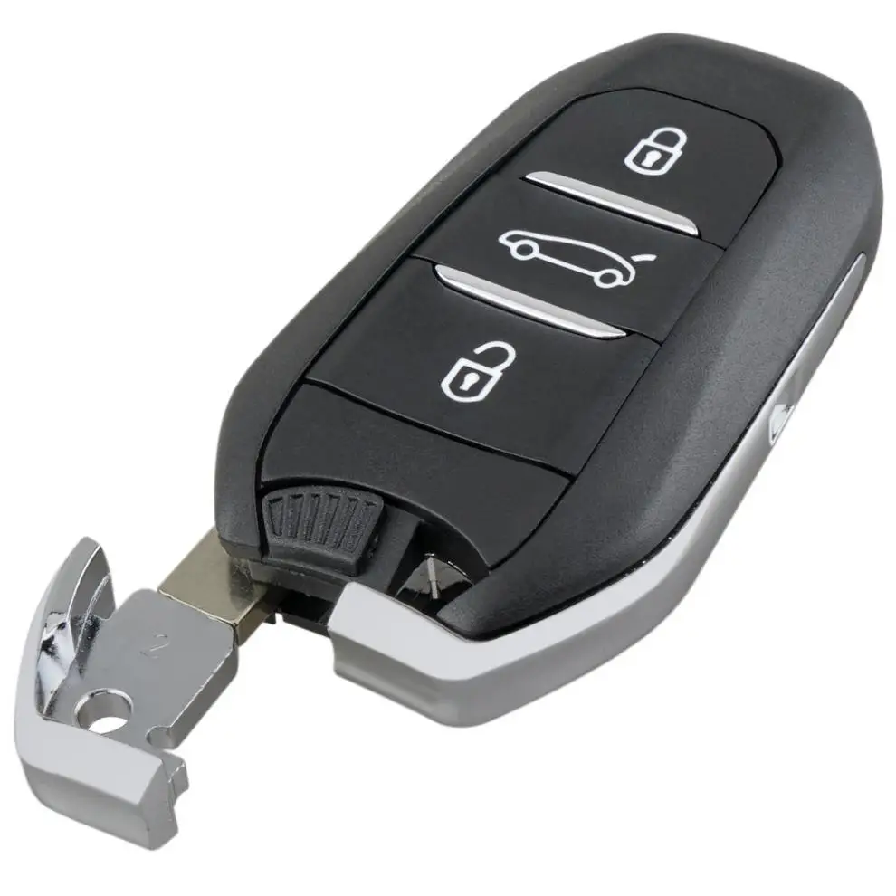 Capa para chave remota de carro com 3 botões, compatível com peugeot 308 408 508 5008 433mhz, capa inteligente sem chave com chip 4a
