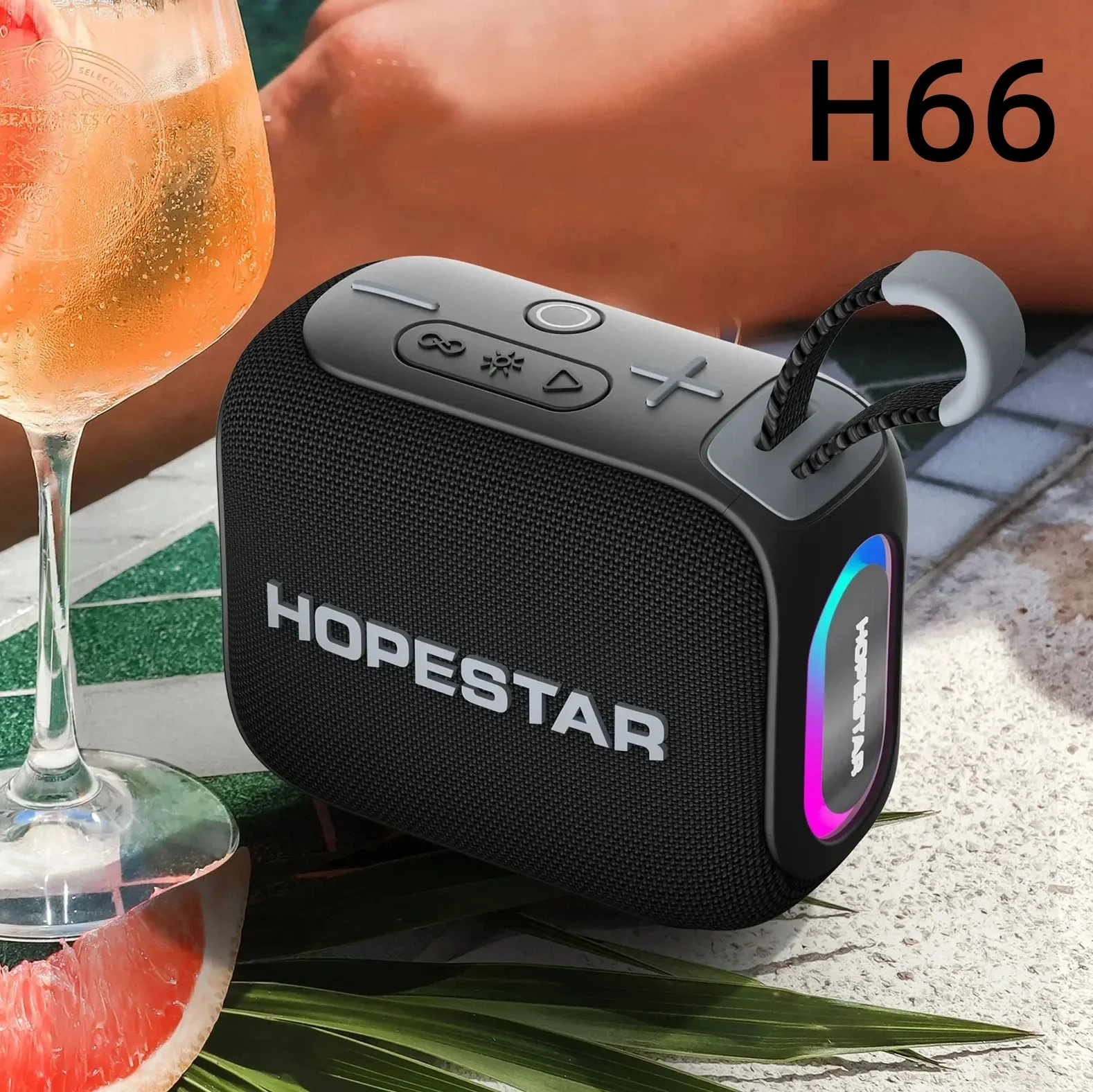 HOPESTAR H66 Portable Wireless Bluetooth Speaker Handheld Powerful Audio RGB GO4 Speaker True Wireless Stereo FM Radio Speaker
