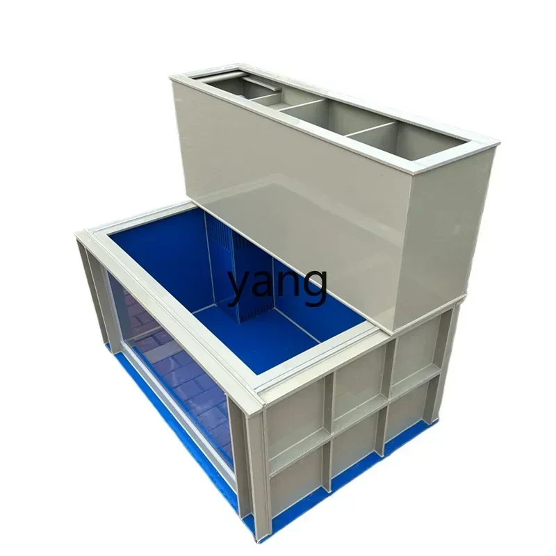 LMM large koi fish tank ultra-white glass ornamental fish pond with dry and wet separation fish box