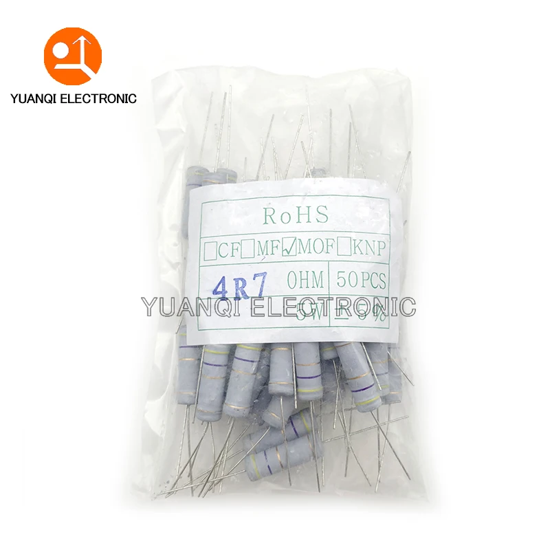 50pcs 5W Metal oxide film Resistor 5% 1R-10M 100R 430R 470R 1K 4.3K 5.1K 10K 33K 47K 100K 1M 150 240 470 ohms Carbon Film