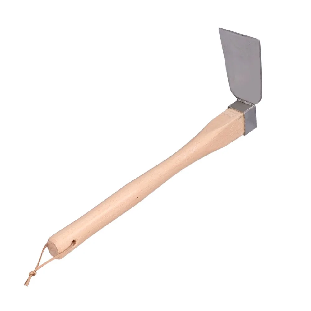 Durable Stainless Steel Grubbing Hoe Silver Detachable Garden Hoe Wooden Handle Soil Turning Tool
