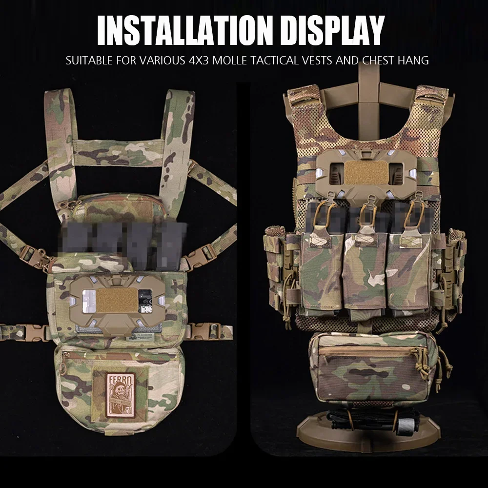 Plate Carrier Mobile Phone Rack Tactical Chest Rig Bag Map Case Admin Panel Airsoft Gear Molle Folded phone Navigation Board