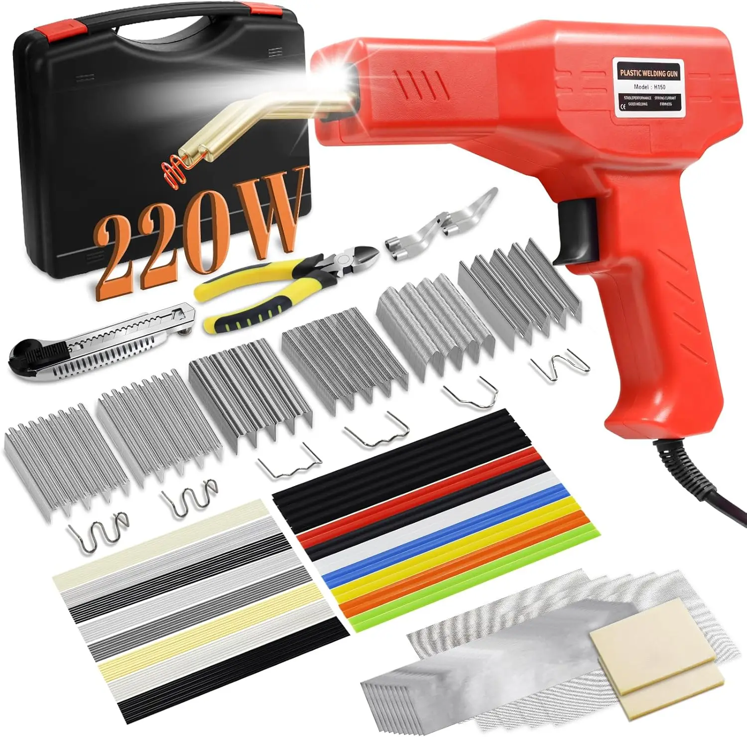 

Сварочный аппарат для пластика 220 Вт, обновленный набор для сварки пластика 2-в-1, комплект для ремонта пластика с 1000 термоскобок