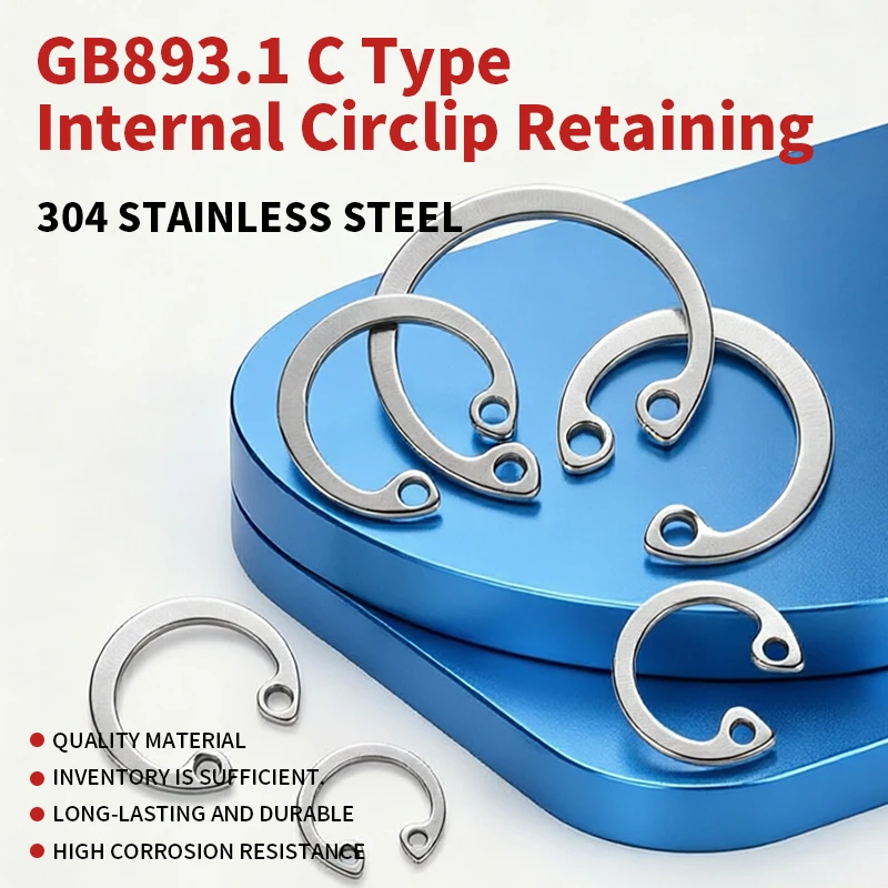 C‑Type Bore Internal Snap Ring 304 Stainless Steel Elastic Circlip GB893.1 DIN472 Hole Retaining Lock Ring M8M10M12M16M20M24M30
