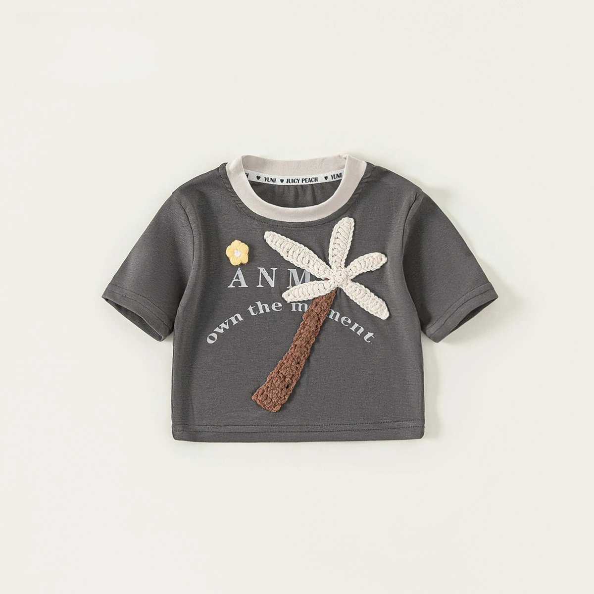 

Children's Clothing Summer Female Children's Color Matching T-Shirt Cute Thin Short-Sleeved Knitted Pattern Children's T-Shirt