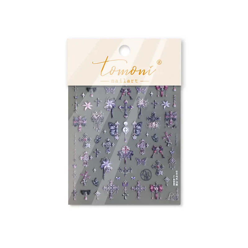 1 قطعة 5D فراشة الليل الداكن تنقش مسمار الفن ملصق شعبية العتيقة ثلاثي الأبعاد فراشة الورد مسمار لاصقة تزيين