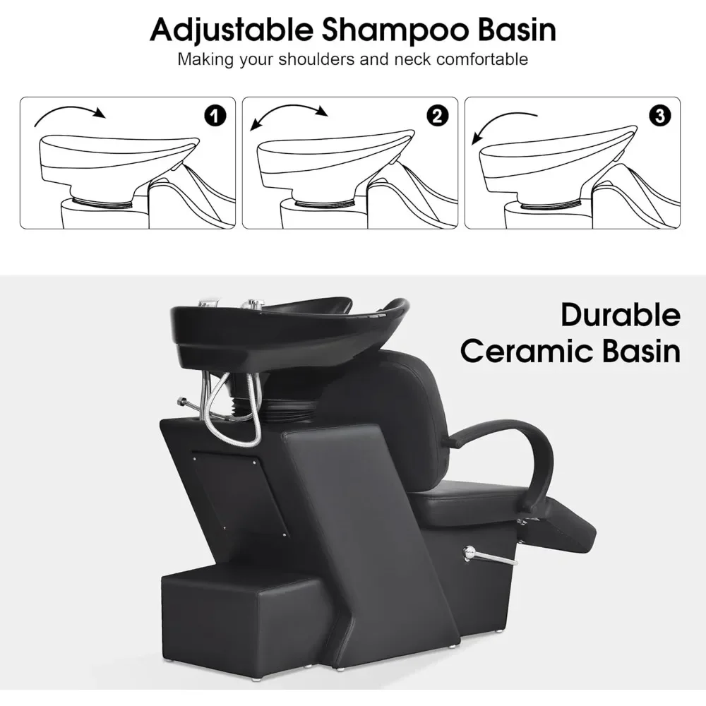 

Ceramic Bowl Shampoo Chair with Adjustable Backwash Sink – Barber Chairs for Salon/Spa/Tattoo Station