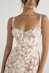 Luxury new Women Elegant Floral Beach Vacation Bodycon Streetwear Long Temperament Solid Color Fashion High-End Halter Dress