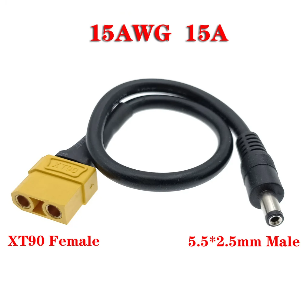 1PC XT90 Plug Female Male To DC 5.5*2.1mm 5.5*2.5mm 5521 5525 Connector Battery Charging Adapter Cable Conversion Wire 15AWG 15A