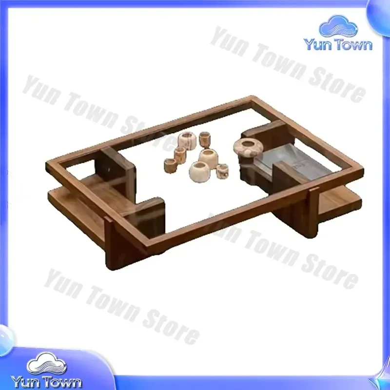 Chinese Vintage Coffee Table Glass Minimalist Rustic Living Room Coffee Table for Modern Home Decor Furniture for Small Space