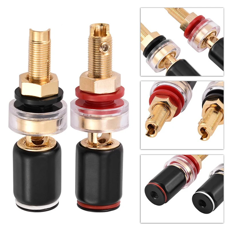 4pcs Speaker Binding Post Gold Plated Terminal Female Banana Jack Connector HIFI Audio Amplifier Banana Plug Socket Terminal