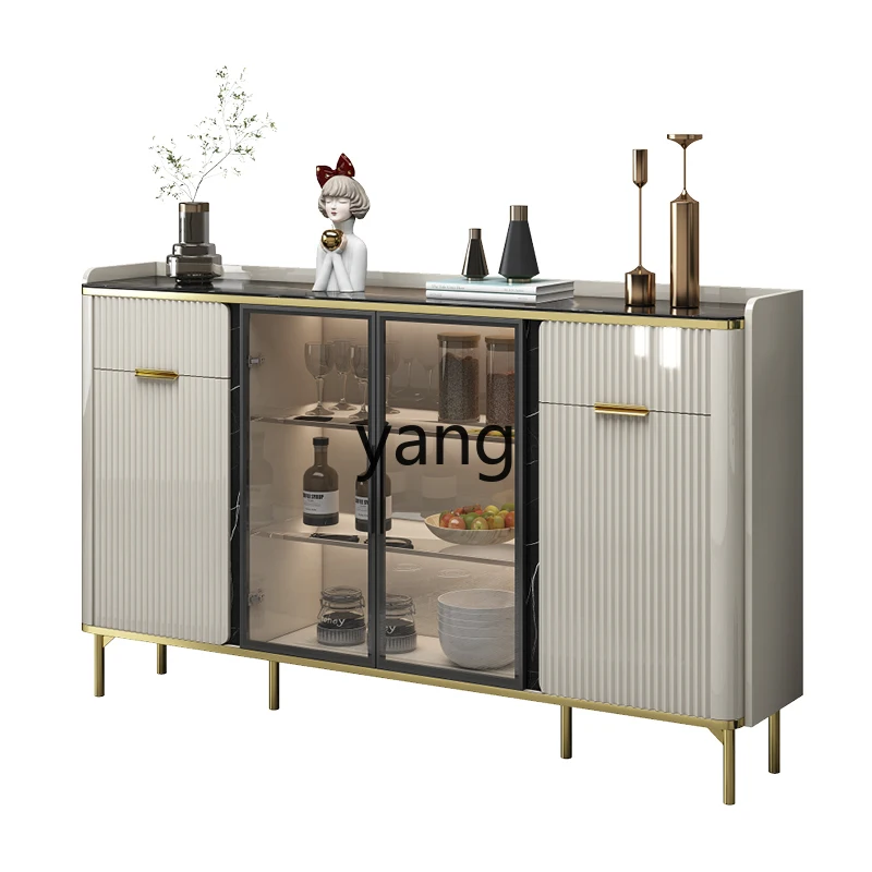 

YJQ rock slab dining side cabinet modern simple tea paint wine cabinet storage against the wall restaurant locker