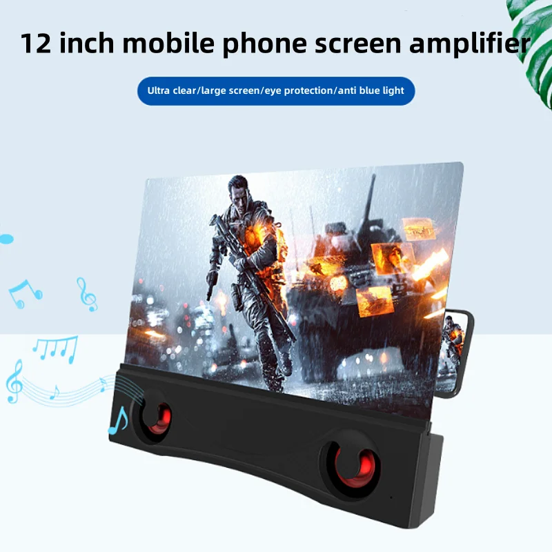 

12 Inch 3D Mobile Phone Screen Magnifying Glass Bluetooth Stereo Speaker High-definition Video Amplifier Mobile Phone