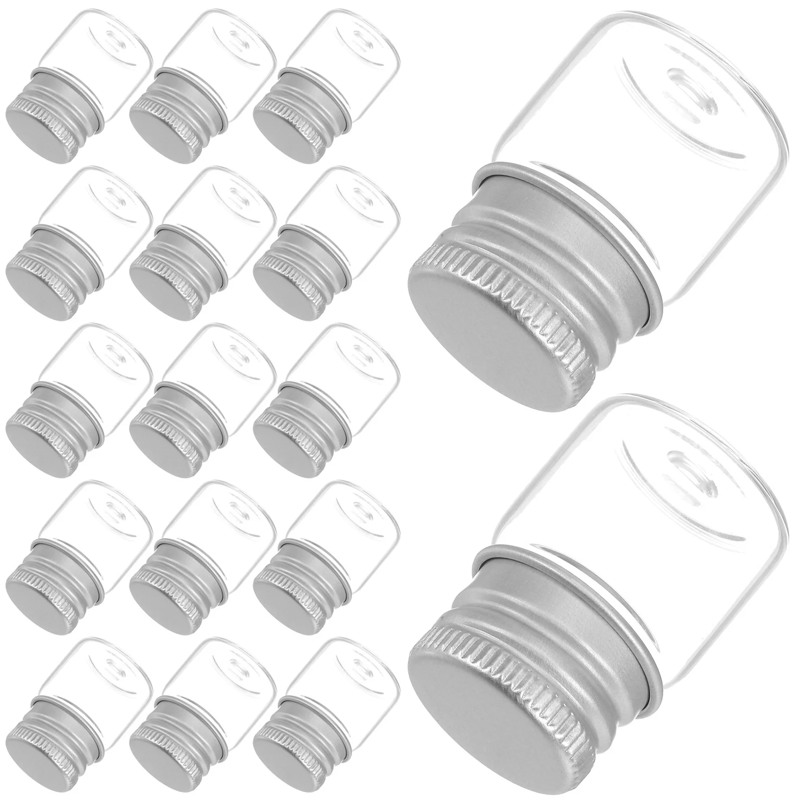 48 Buah Botol Kaca Tutup Aluminium Wadah Mini Kedap Udara Kecil Botol Sampel Bening untuk Minyak Parfum Cair Botol Kaca Kecil