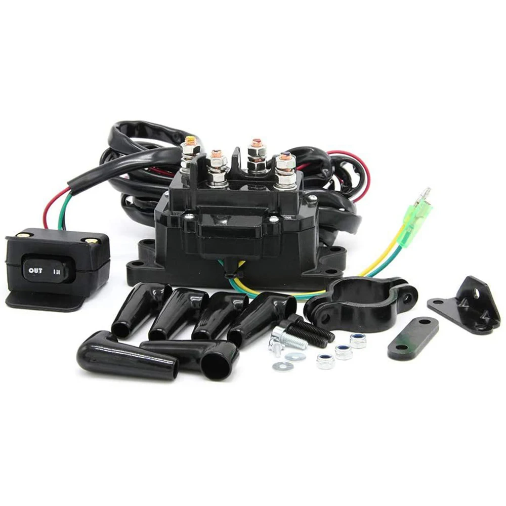 

12V 250A Winch Relay Winch Rocker Thumb Switch Combo with 6 Protecting Caps Universal for ATV UTV 2000-5000 Lbs Winch