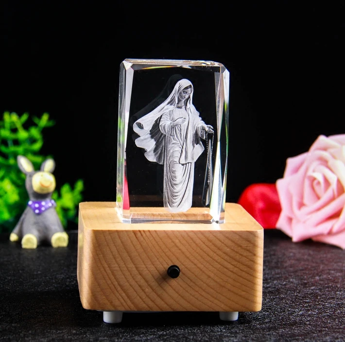 

HOT SALE best gift Religion Christianity Blessed Virgin Mary 3D Crystal Figurine statue