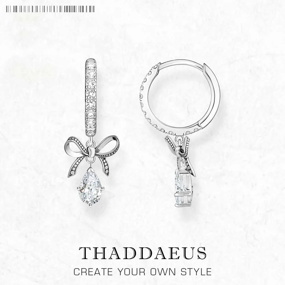 

Bowknot Creole Hinged Hoop Earrings Fine Jewelry For Women Romantic Gift In Real 925 Sterling Silver