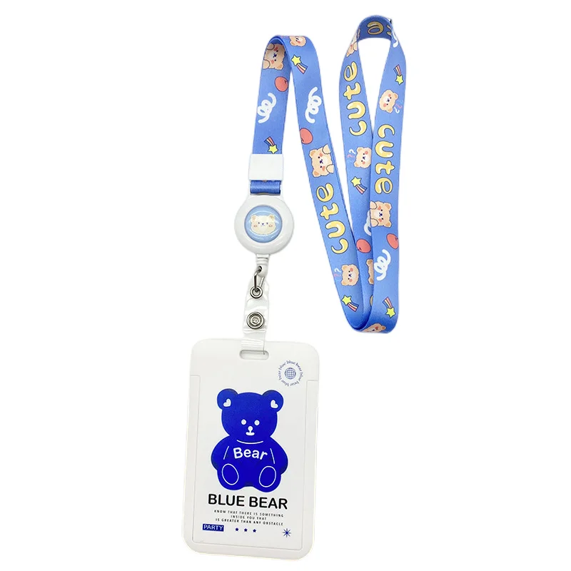 Retractable Badge Reel Klein Blue Mealcard Buscard ID Card Holder Protection Sleeve Access Control Campus Card Bag with Lanyards