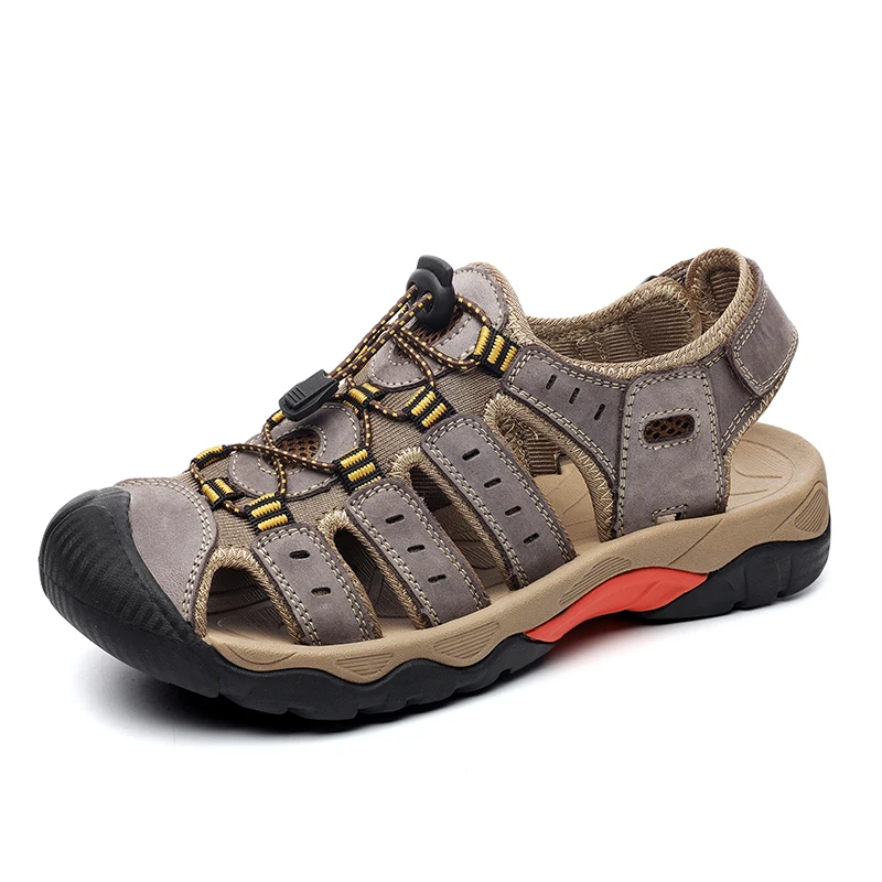 Summer Men Outdoor Sandals Beach Shoes Genuine Leather Trekking Hiking Big Size 47 48 49