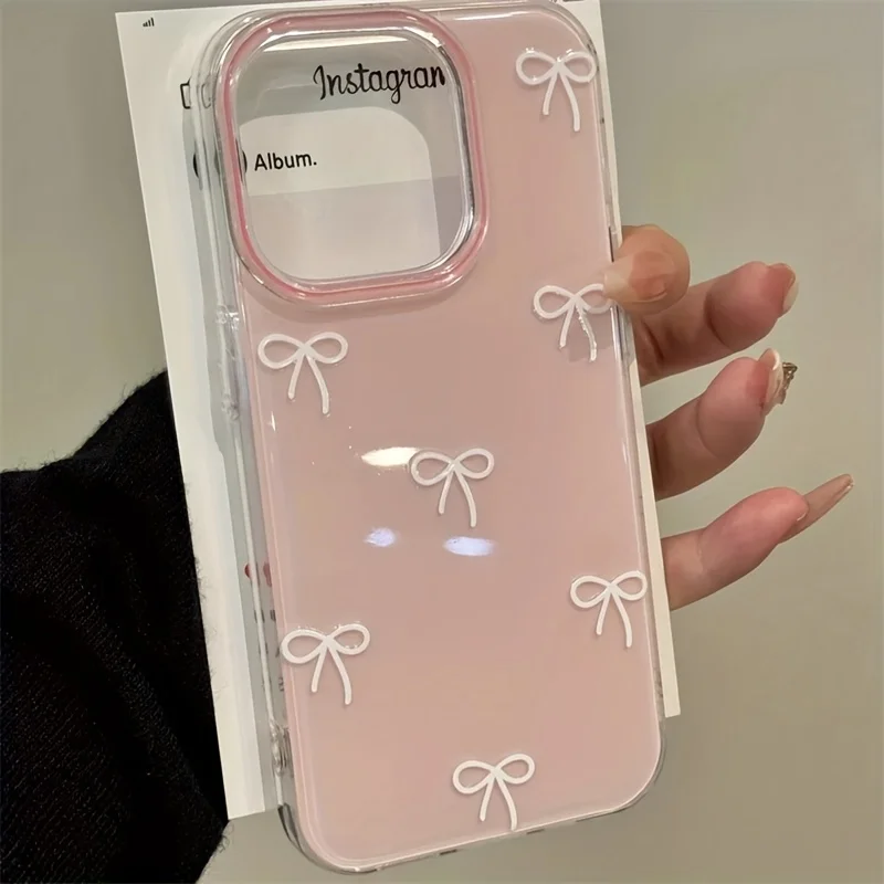 Funda de teléfono con lazo rosa de dibujos animados para Samsung Galaxy A17 A07 A56 A36 A26 A73 A72 A55 A54 A53 A52 A34 A33 A32 A23 A14 A13 4G 5G