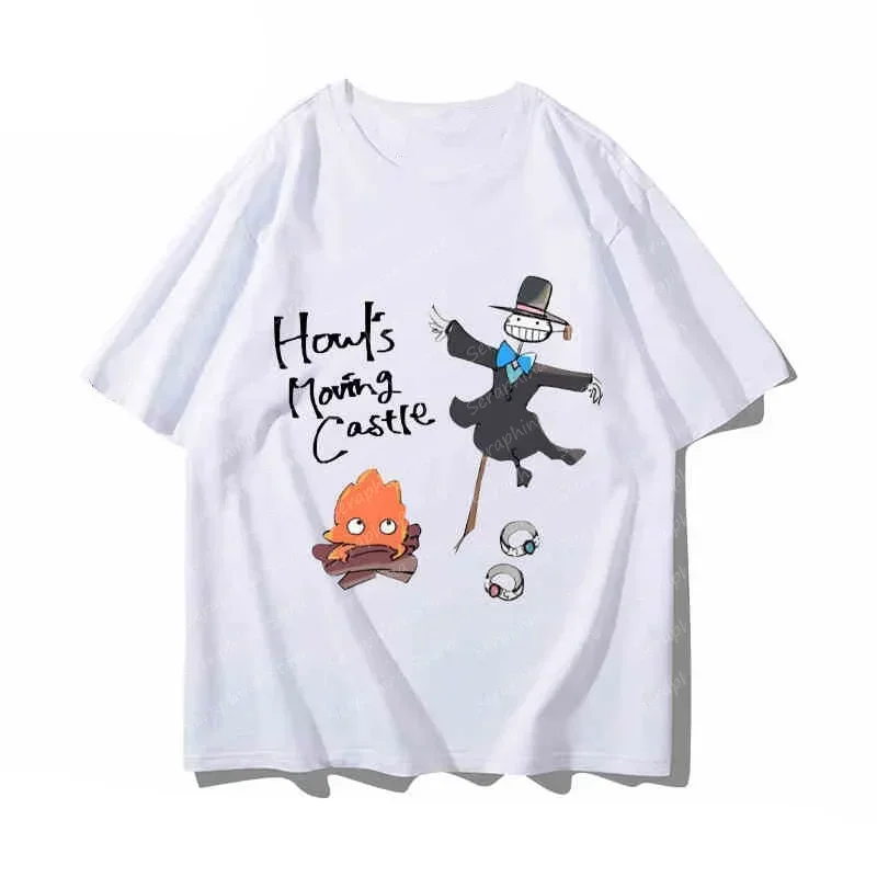 Sleeve T-shirt Women's Clothing Harajuku Aesthetic Hayao Miyazaki Hayabusa Moving Castle Anime Spirited Away