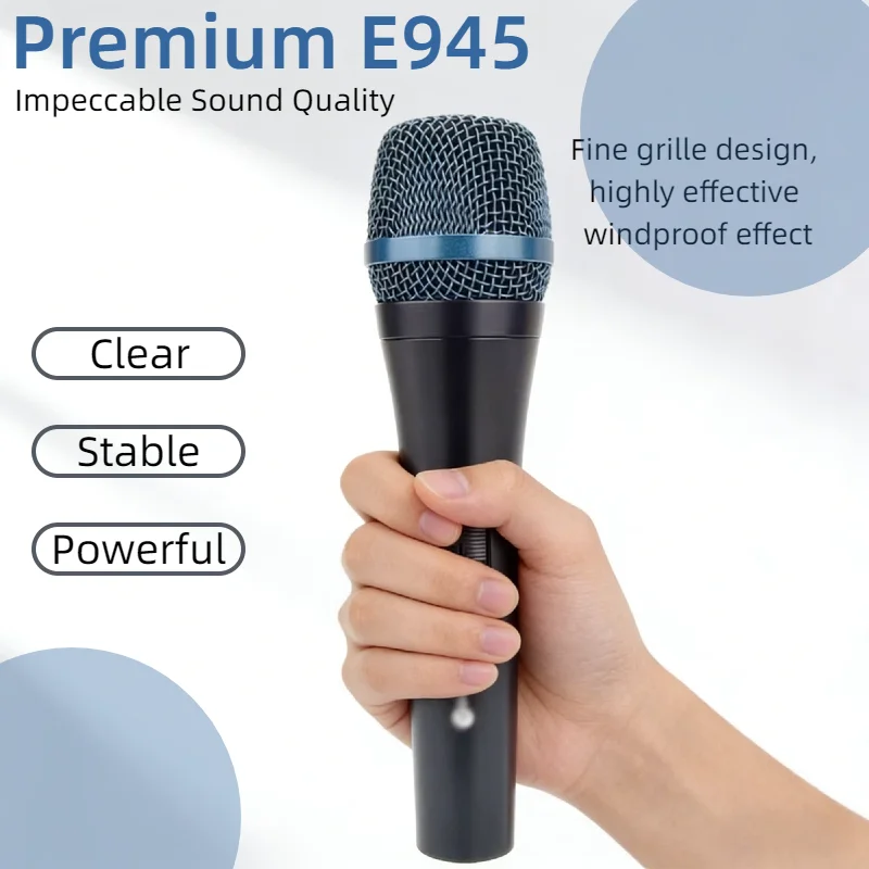 E945 Professional Vocal Microphone Dynamic Handheld Super Cardioid Mic for Live Performance KTV Streaming Podcast 3PCS Wholesale