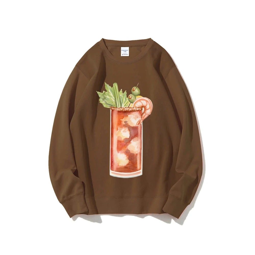 Sudadera gráfica Cóctel con guarnición Estampado Y2k Sudadera social gourmet refrescante Tela suave Aspecto casual temático de fiesta