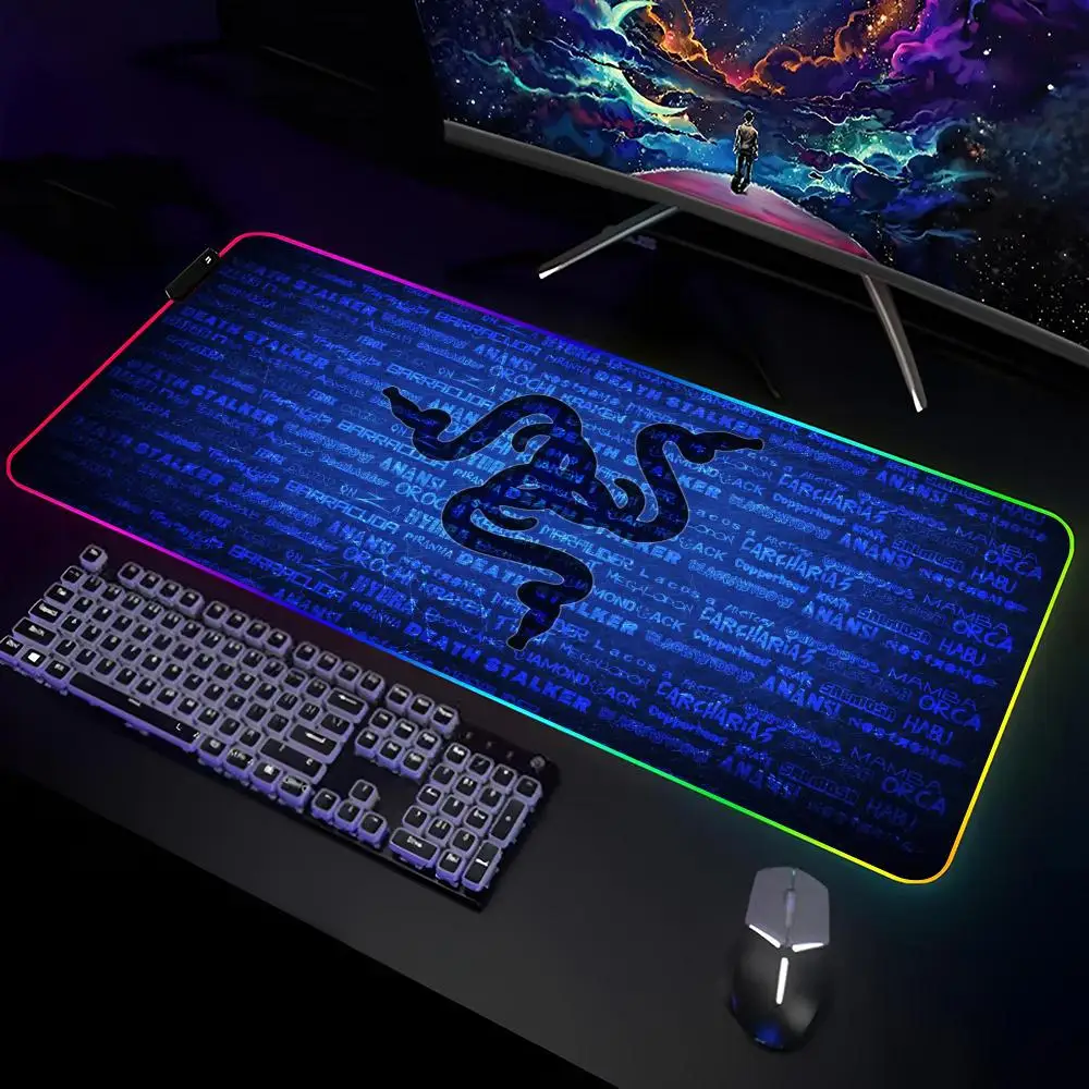 Luxury Fashion Razer Mouse Pad Gamer RGB Deskmat Keyboard Mat Gaming Laptops LED Mousepad Desk Protector Anime Mause Mats