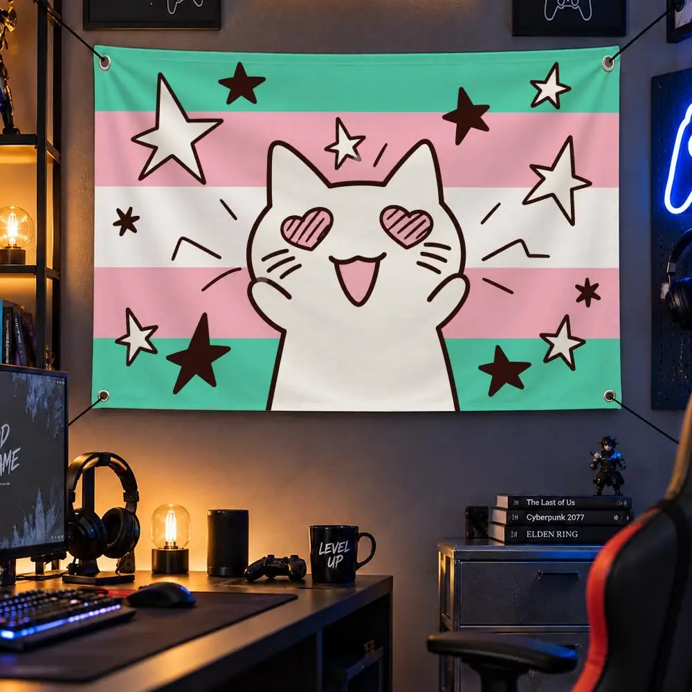 Meme T-Trans Pride Cat Meme Flags Personalized Flag Room Dorm Camping Picnic Garage Bar Indoor Outdoor Wall Decor