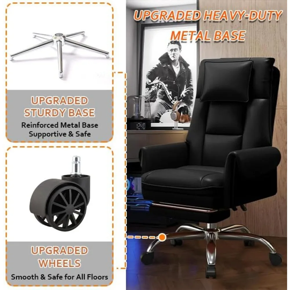 كرسي ألعاب كمبيوتر مريح عالي الظهر مع ارتفاع قابل للتعديل ومسند قدم قابل للسحب للاستخدام الثقيل