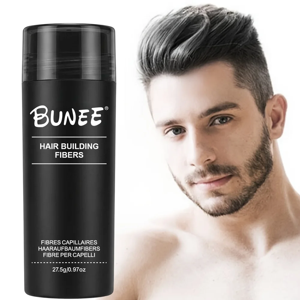 BUNEE Hair Fiber 27.5g: Men's Natural Hair-Thickening Fibers for Balding Areas, Fills Part Lines, Includes 27.5g Fiber Powder.
