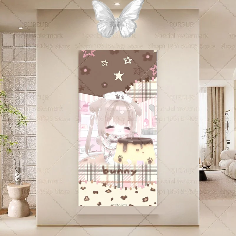 Girl's decorative painting bedroom, Instagram style entrance hall, desk with painting, living room with framed painting, small a
