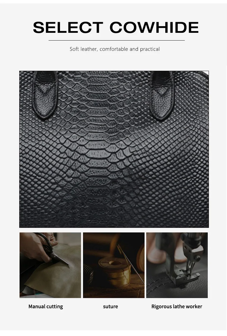 Aidrani Fashion Damenhandtasche aus Rindsleder, große Kapazität, vielseitige Umhängetasche mit Schlangenmuster für stilvolle Aufbewahrung. – Detail 5
