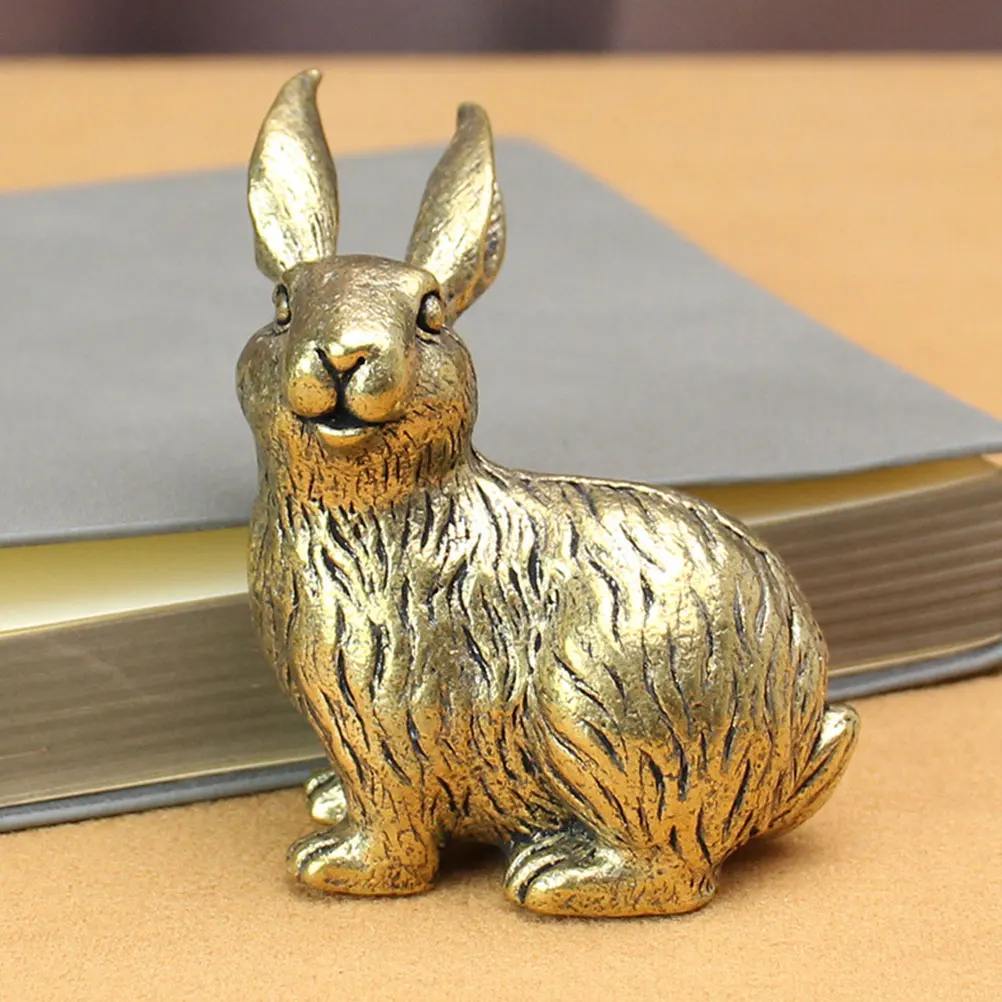 

Brass Rabbit nament Statues Desktop Craft Figurine Decor Miniature Animal 260g Large SmallVintage Metal Texture Office Home Use