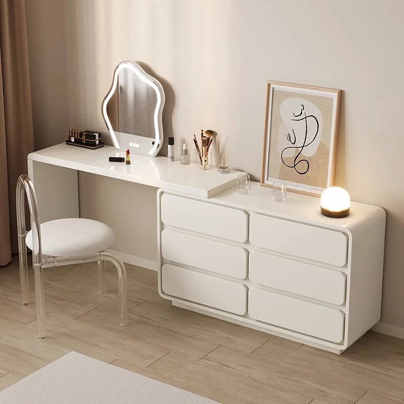 DSA light luxury cream bucket cabinet integrated dresser solid wood makeup table bedroom bay window dressing cabinet