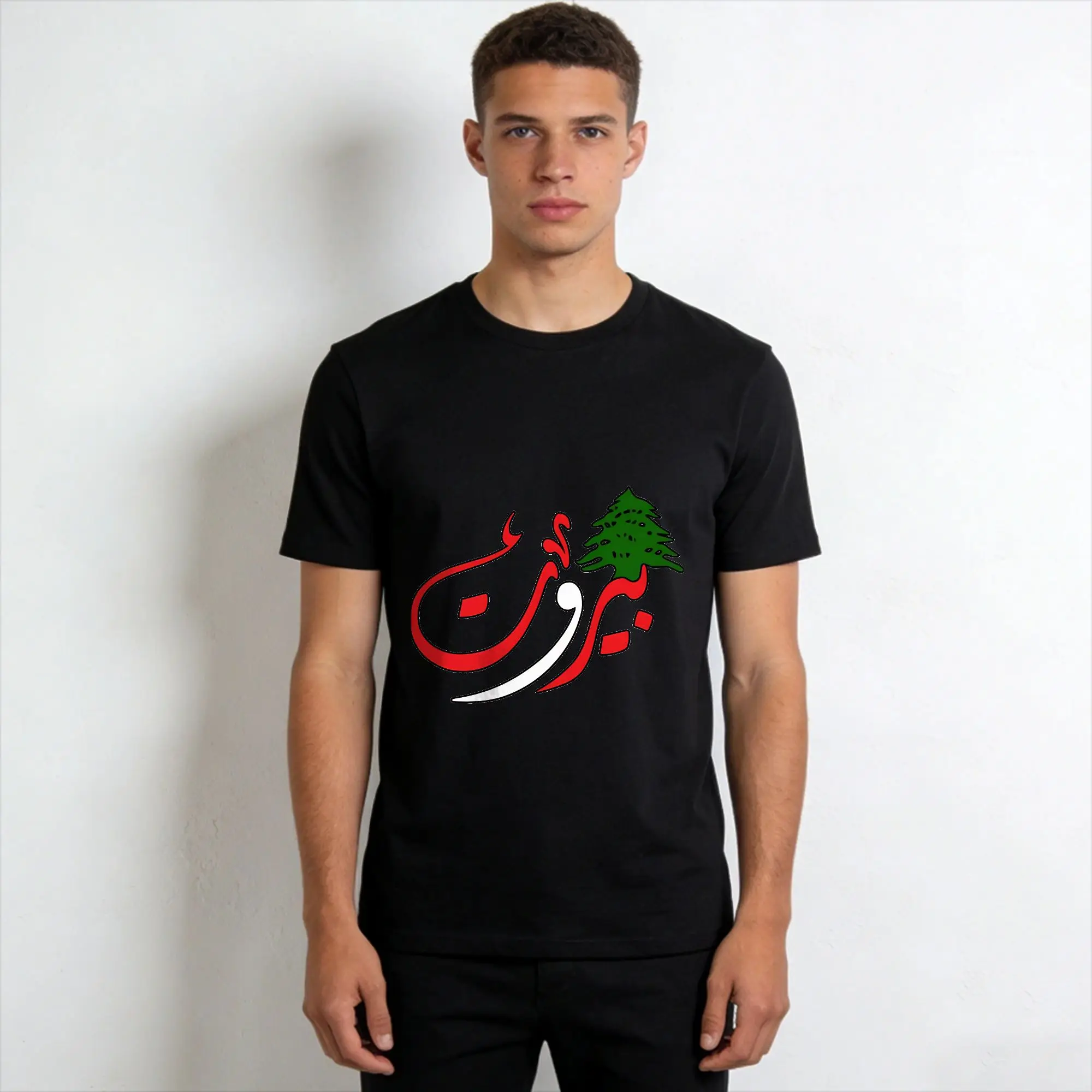 Amazing Lebanon Flag  T-Shirts Men Crew Neck 100% Cotton T Shirt  Short Sleeve Tees Gift Idea Tops