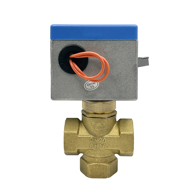 

3/4" 1" 3 Way Brass Motorized Globe Valves AC220V Electric Shut-off Valve 2 Wire Fan Coil Air Conditioning Water Switch