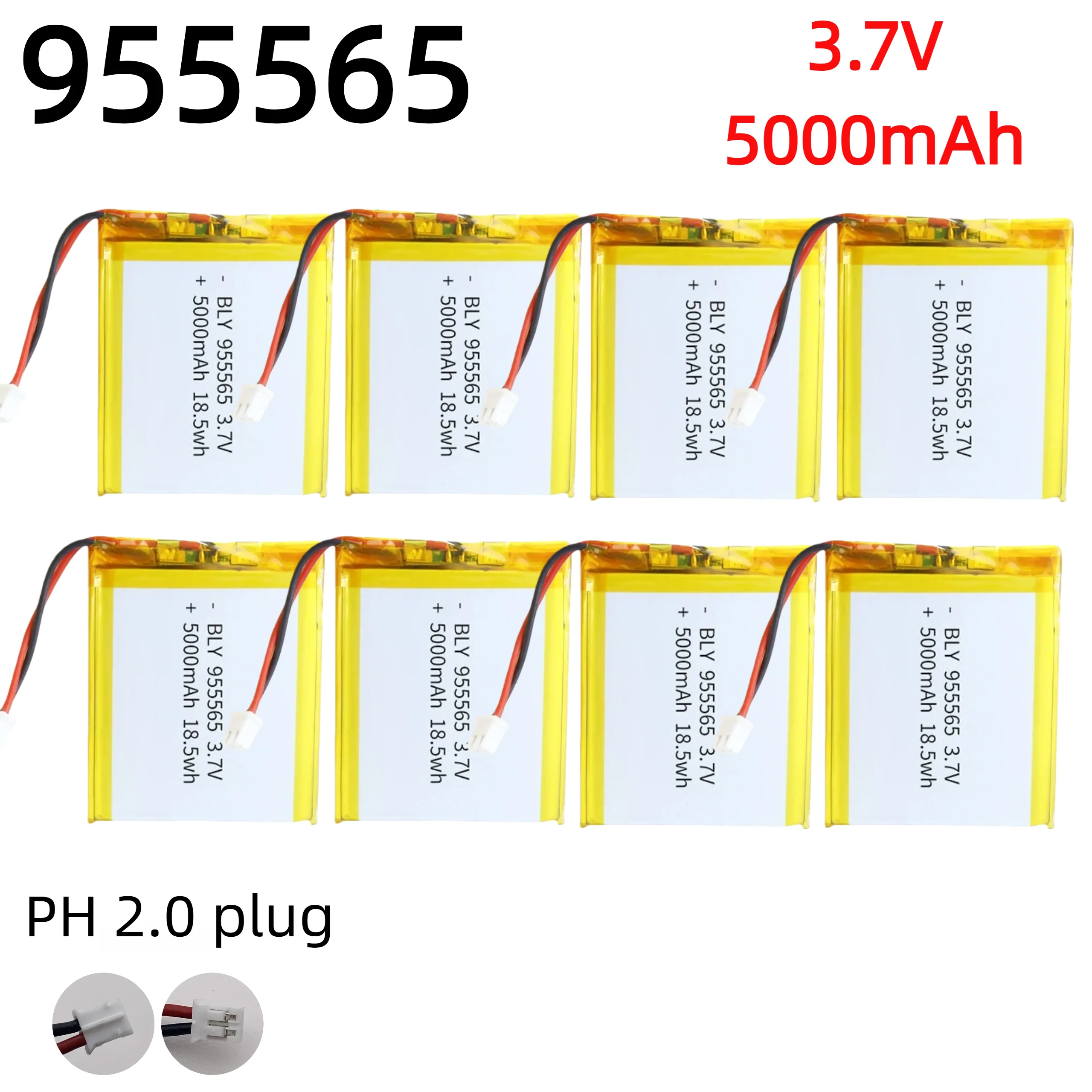 

High Capacity 3.7V 5000mAh 955565 Li-Polymer Battery 100% Real Capacity Safe Durable for Power Bank GPS Portable Electronics