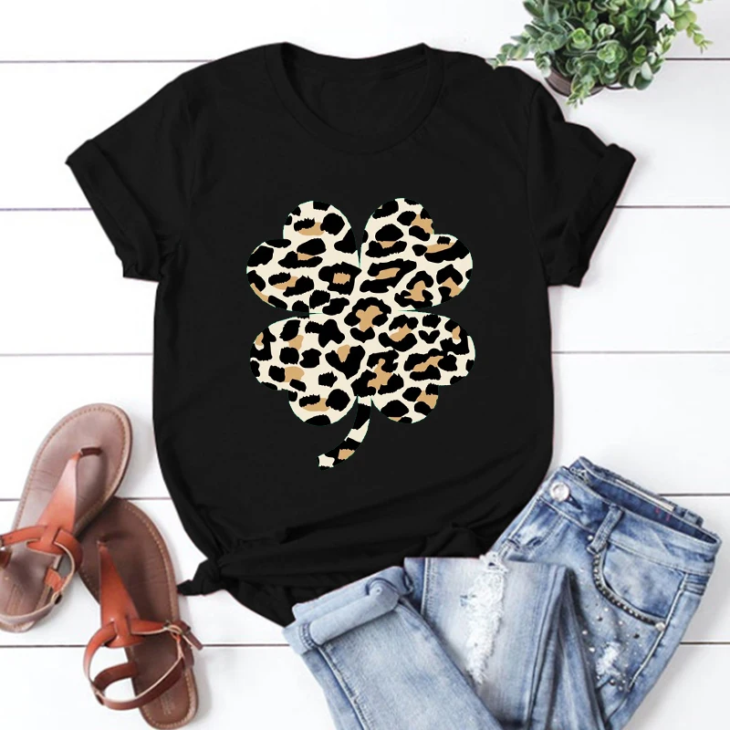 

St. Patricks Day Shirt Woman Leopard Shamrock Tshirt Lucky Top St. Patricks Day Shirt Women's Shamrock Tee Teacher Tops M