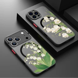 Magnetic Romantic Flowers Phone Case For iPhone 17e 17 16 15 Pro Max 14 13 12 Pro Air 11 For Magsafe Wireless Charge Hard Cover
