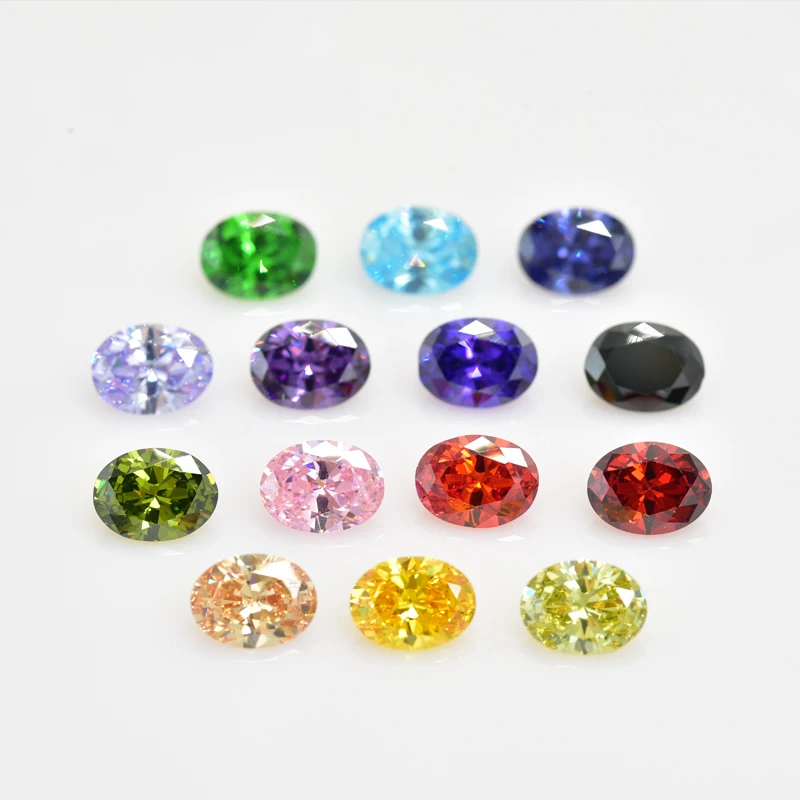 15pcs/lot 1pcs of each colour 3x5mm~10x12mm Loose Oval Shape Cubic Zirconia Bright CZ Stone AAAAA Gems DIY for