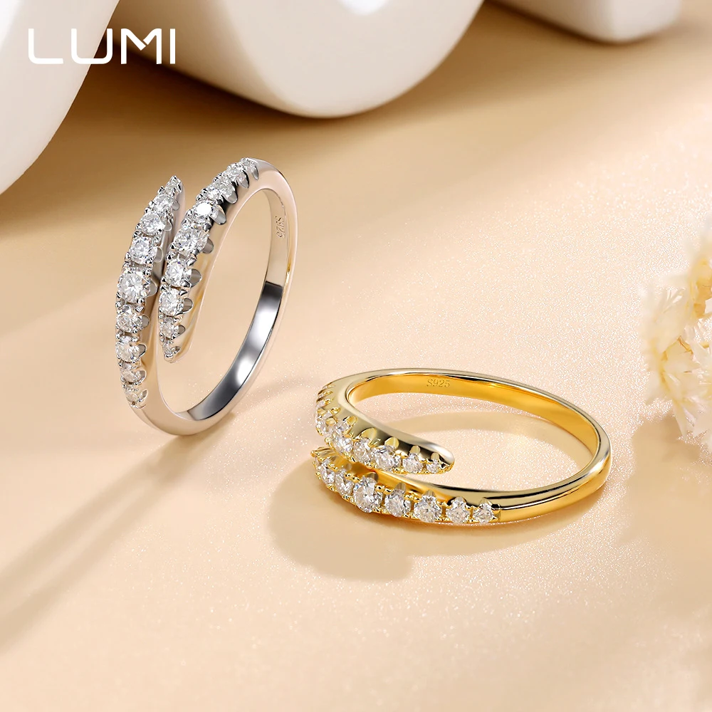 

LUMI Classic 1-2.5mm VVS1 Moissanite S925 Silver Ring for Party Anniversary Birthday Present Engagement Jewelry